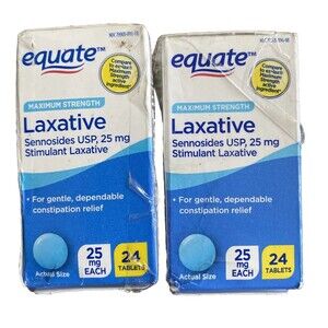 Equate Maximum Strength Stimulant Laxative Tablets 25mg 24 Count Lot Of  2